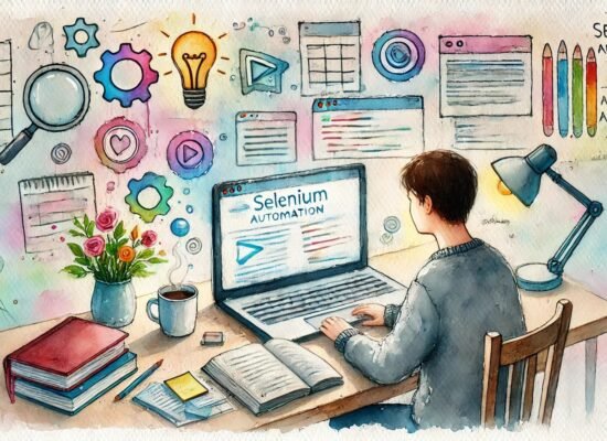 Selenium Tutorial for Beginners1 | Software Testing Tutorials A watercolor painting depicting a beginner learning the Selenium automation tool.