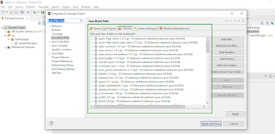 Eclipse Project Properties showing all Selenium JAR files added to Java Build Path