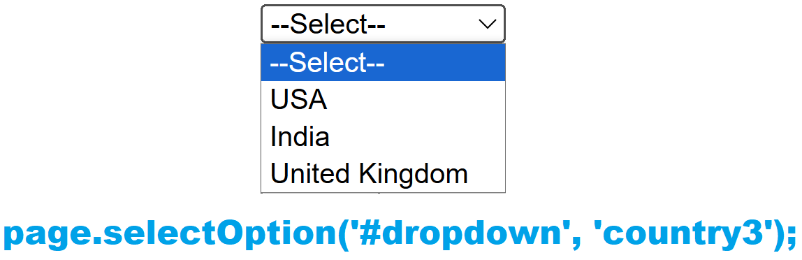 Select DropDown Value in Playwright Using selectOption()