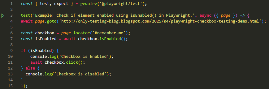 Check if element enabled using isEnabled() in Playwright