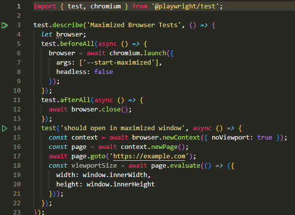Maximize window using start-maximized argument in playwright