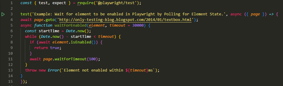 Wait for element to be enabled in Playwright by Polling for Element State