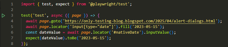 code to select date from simple html date picker