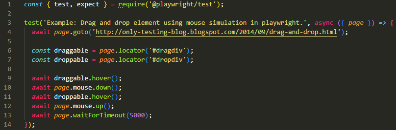 Drag and drop element using mouse simulation in playwright