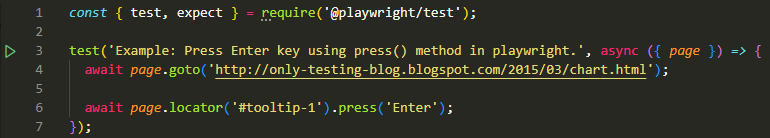 Press Enter key using press() method in playwright
