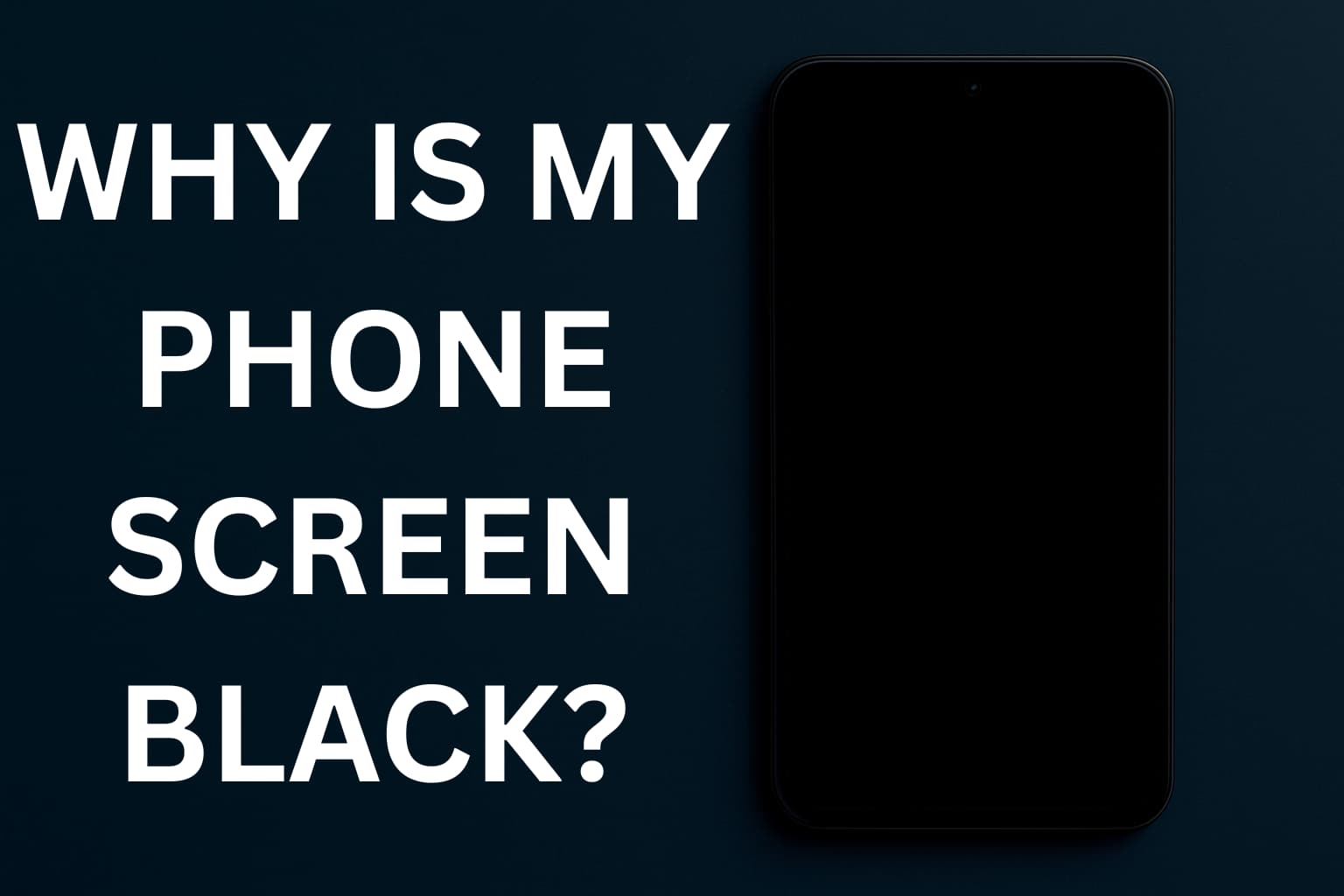 a smartphone with a blacked-out screen, looking concerned — illustrating common screen blackout issues.