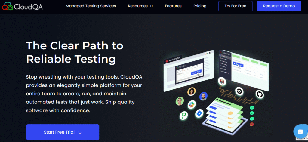 CloudQA platform with drag-and-drop scenario builder