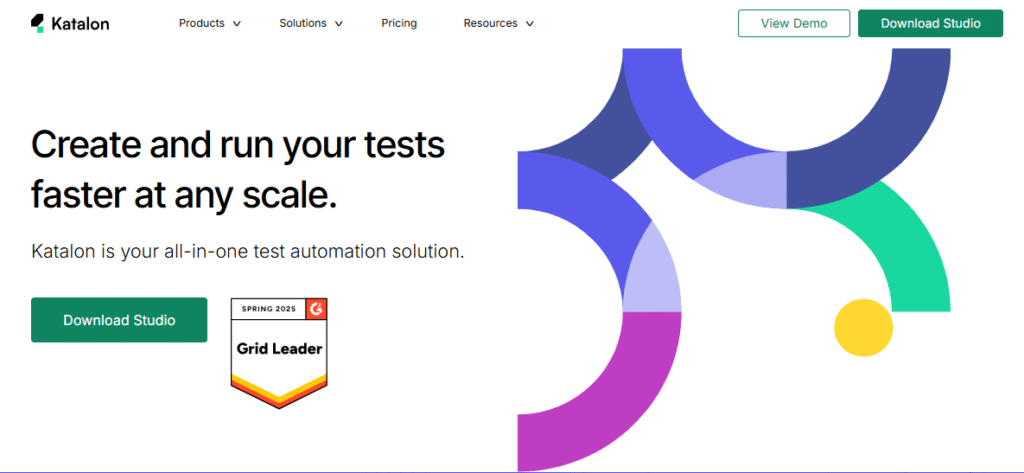 Katalon Studio dashboard showing visual test automation interface
