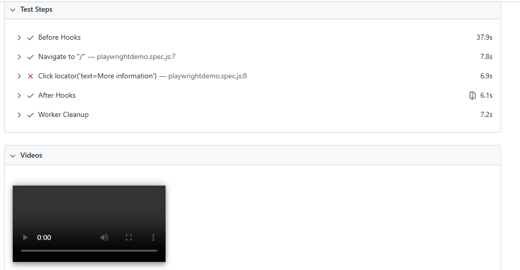 View recorded test video in Playwright HTML test report after execution