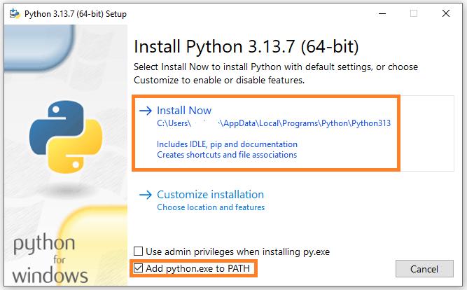 Python installation window showing add Python to PATH option for Playwright Python setup