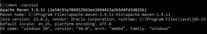 Maven version check in command prompt using mvn -version command