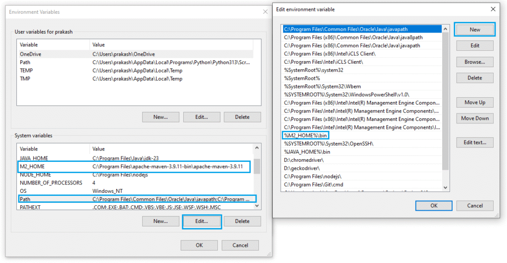 Set M2_HOME environment variable in Windows system properties