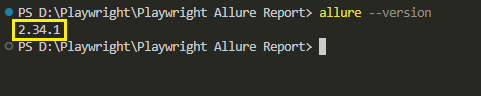 Verify Allure installation using allure --version command in terminal
