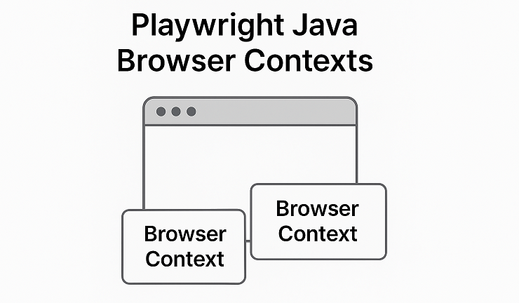 playwright-java-browser-contexts-featured-image | Software Testing Tutorials Playwright Java browser contexts diagram showing multiple isolated contexts under one browser instance