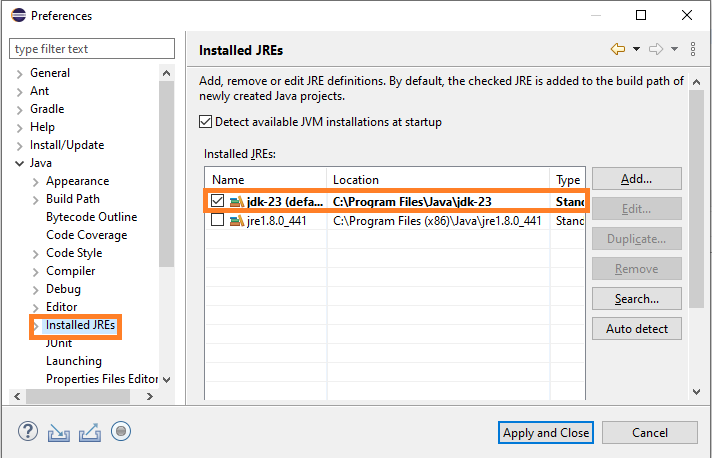 In Eclipse, go to Installed JREs and check the new JDK as the default to fix Playwright TestNG runtime issues.