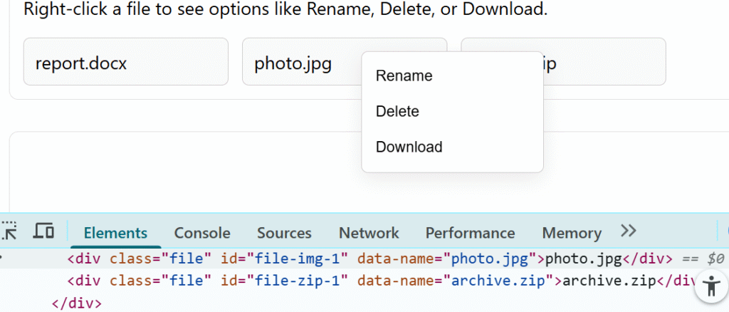 Context menu triggered by right click in Playwright Java