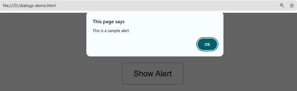 Playwright Java alert popup example