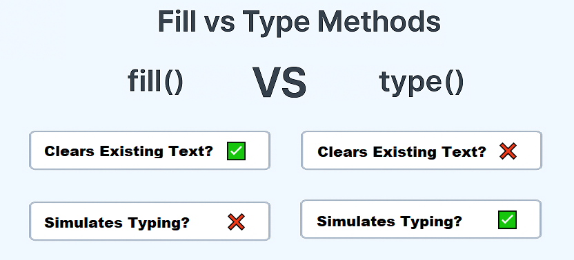 playwright-java-fill-vs-type-methods | Software Testing Tutorials Difference between fill and type in Playwright Java