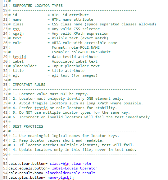 playwright-objects-properties-example | Software Testing Tutorials Objects.properties file acting as Playwright object repository