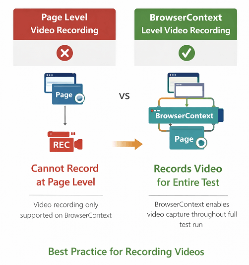 playwright-browsercontext-vs-page-video-recording | Software Testing Tutorials BrowserContext vs Page level video recording in Playwright framework