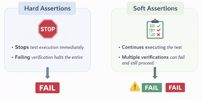 hard-vs-soft-assertions-playwright-java | Software Testing Tutorials Difference between hard and soft assertions in Playwright Java using TestNG
