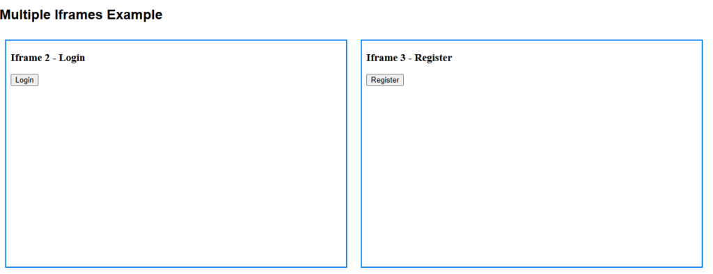 Example web page containing multiple iframes used for Playwright automation testing