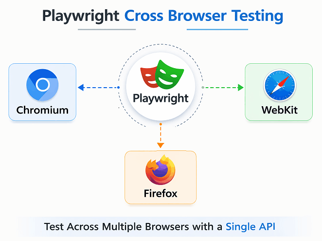 playwright-cross-browser-testing | Software Testing Tutorials Playwright cross browser testing across Chromium Firefox and WebKit