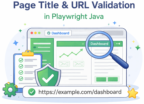 Validate page title and URL in Playwright Java with example dashboard validation