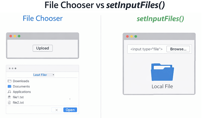 setinputfiles-vs-file-chooser-playwright-java | Software Testing Tutorials setInputFiles vs file chooser in Playwright Java comparison