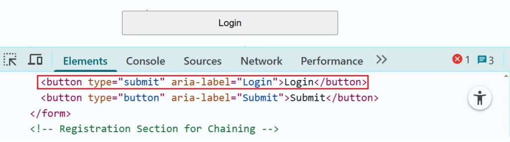 inspect element role using browser developer tools for playwright locator strategy