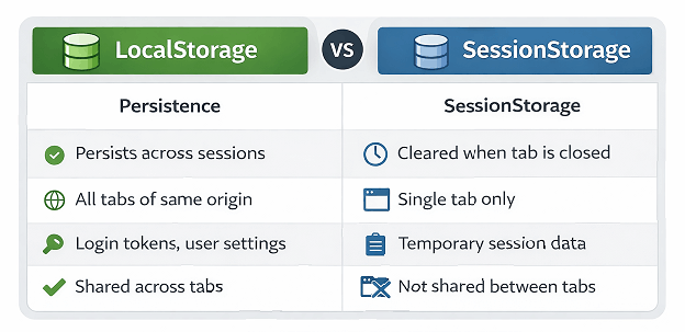localstorage-vs-sessionstorage-playwright-java | Software Testing Tutorials What is the Difference Between LocalStorage and SessionStorage in Playwright Java?