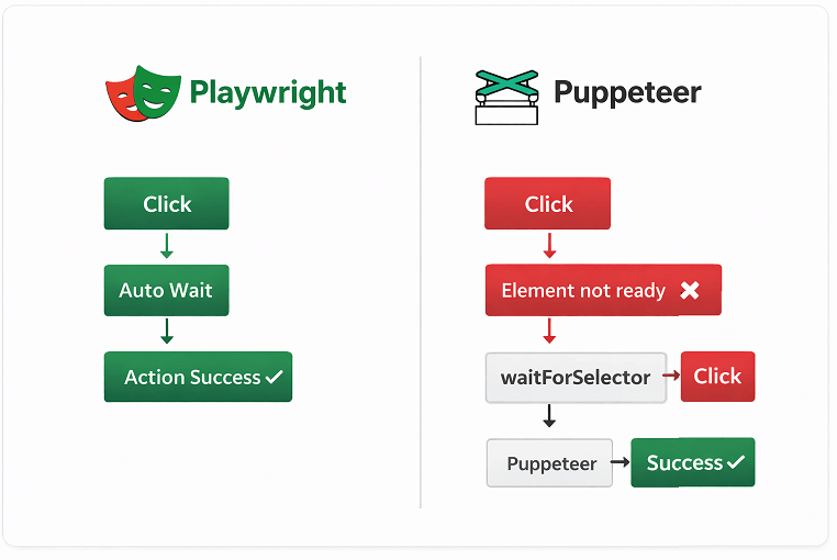 playwright-auto-waiting-vs-puppeteer-manual-wait | Software Testing Tutorials Playwright auto waiting vs Puppeteer manual wait example for handling elements