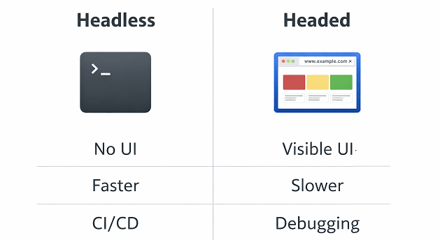 playwright-headless-vs-headed-mode | Software Testing Tutorials Playwright headless vs headed mode comparison showing performance and debugging differences