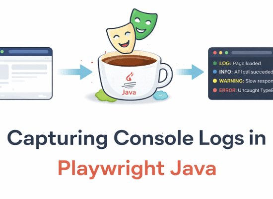 Capture console logs in Playwright Java using page.onConsoleMessage with browser automation flow diagram