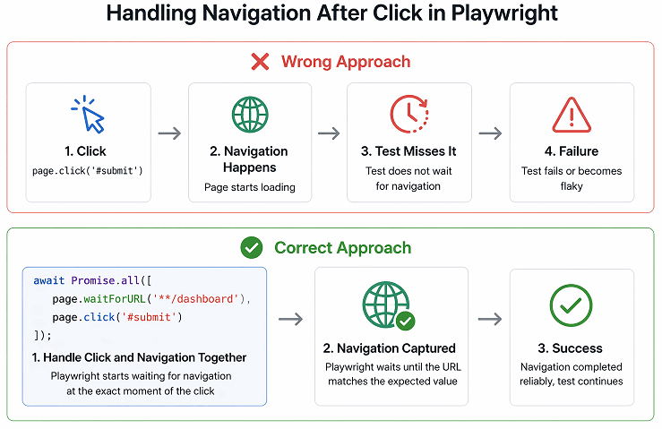 playwright-navigation-after-click-promise-all | Software Testing Tutorials playwright navigation after click using promise all to prevent flaky tests
