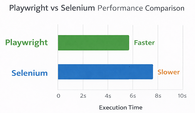 playwright-vs-selenium-performance | Software Testing Tutorials Playwright vs Selenium performance comparison showing faster execution of Playwright tests