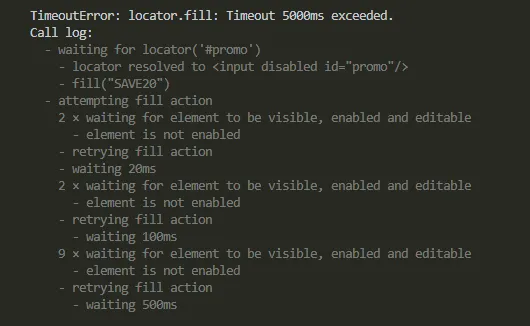 playwright-fill-not-working-disabled-field-error | Software Testing Tutorials Playwright fill not working disabled field error in terminal log