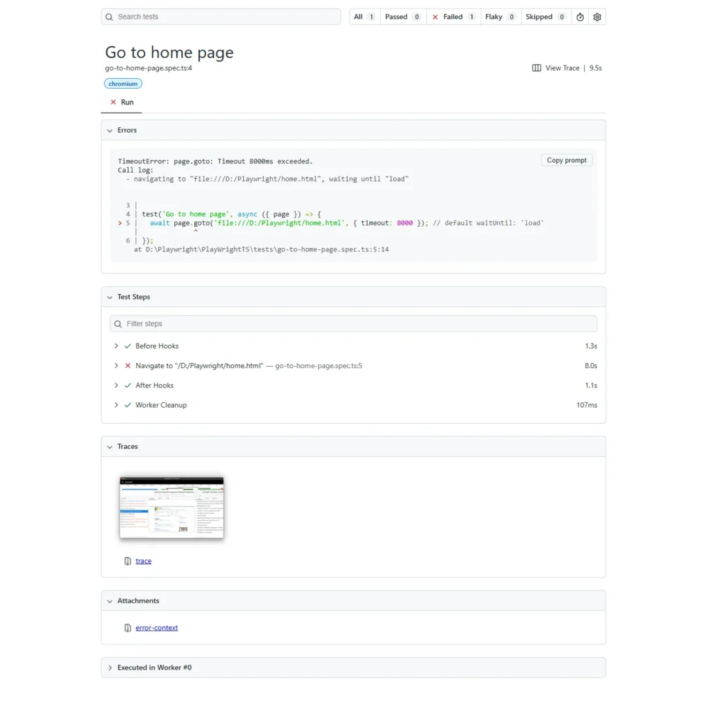 playwright-page-goto-timeout-html-report-error | Software Testing Tutorials