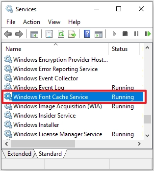 restart windows font cache service search bar blank not working
