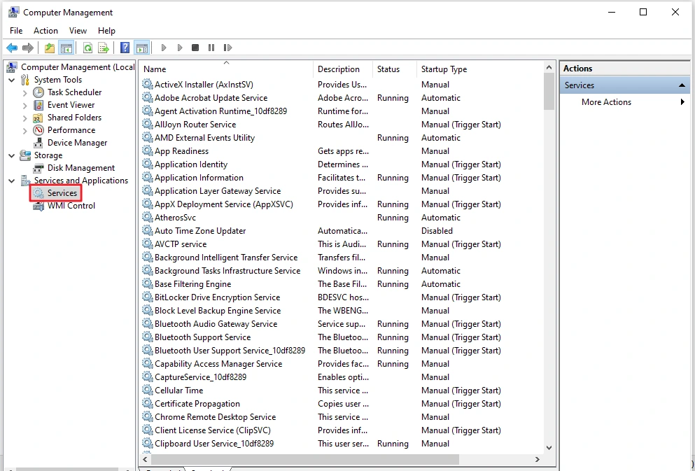 open-services-from-computer-management | Software Testing Tutorials Opening Services from Computer Management on Windows 10