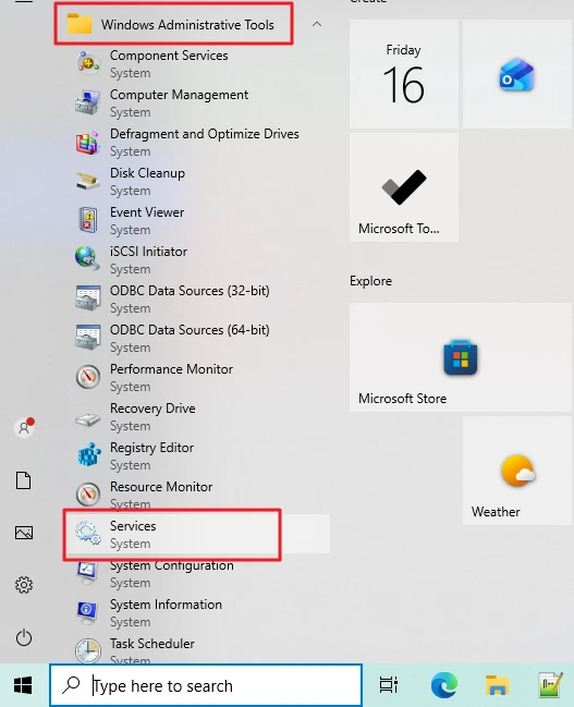 Open Windows Services Manager from the Start Menu's administrative tool in Windows 10/11